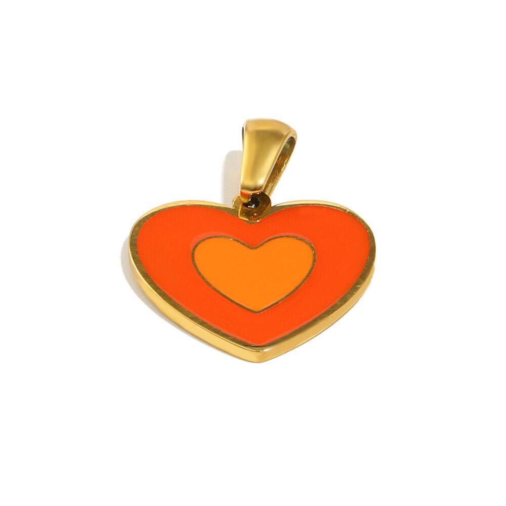 Oil-Dripping Heart Pendant - Gold - 6 Picture6