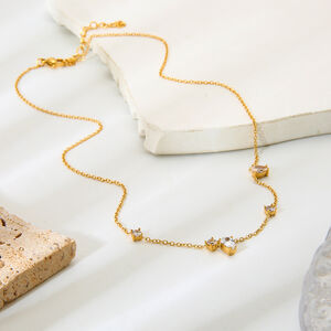 Romantic Series Elegant Droplet Stainless Steel Waterproof Gold Color Zircon Women's Jewelry Sets h5 Picture3