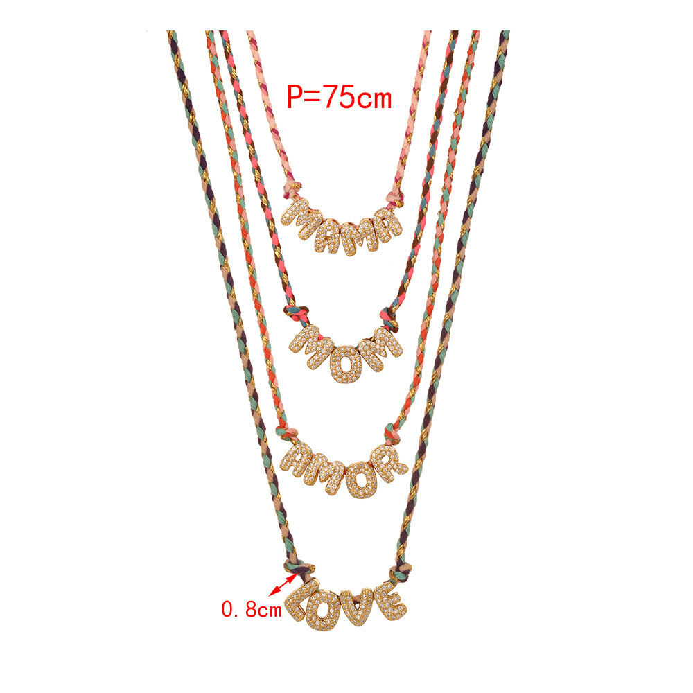 Copper Zircon Letter Pendant Braided Necklaces Picture3