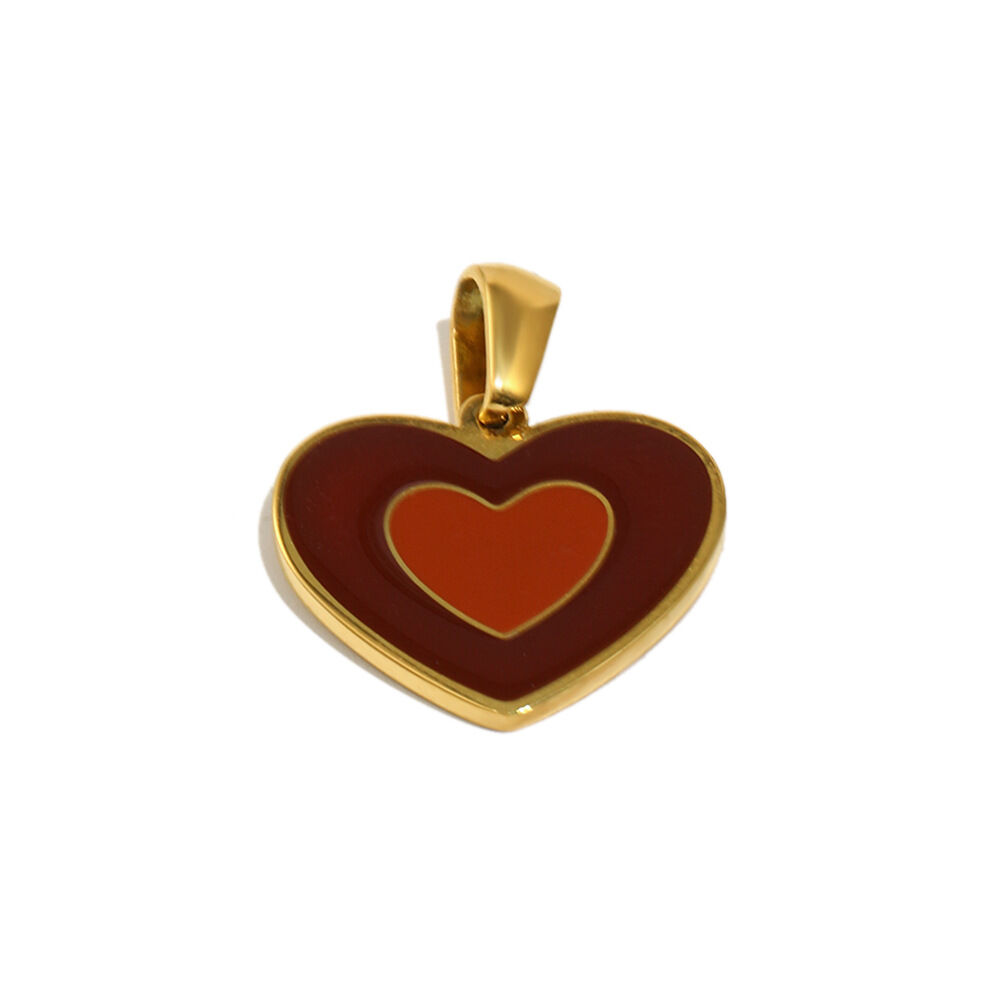Oil-Dripping Heart Pendant - Gold - 3 Picture3