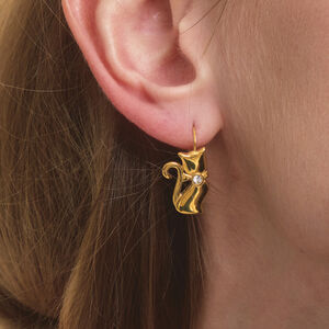 Elegant Cat Stainless Steel Waterproof&Anti-tarnish Gold Color Women's Drop Earrings h5 Picture3