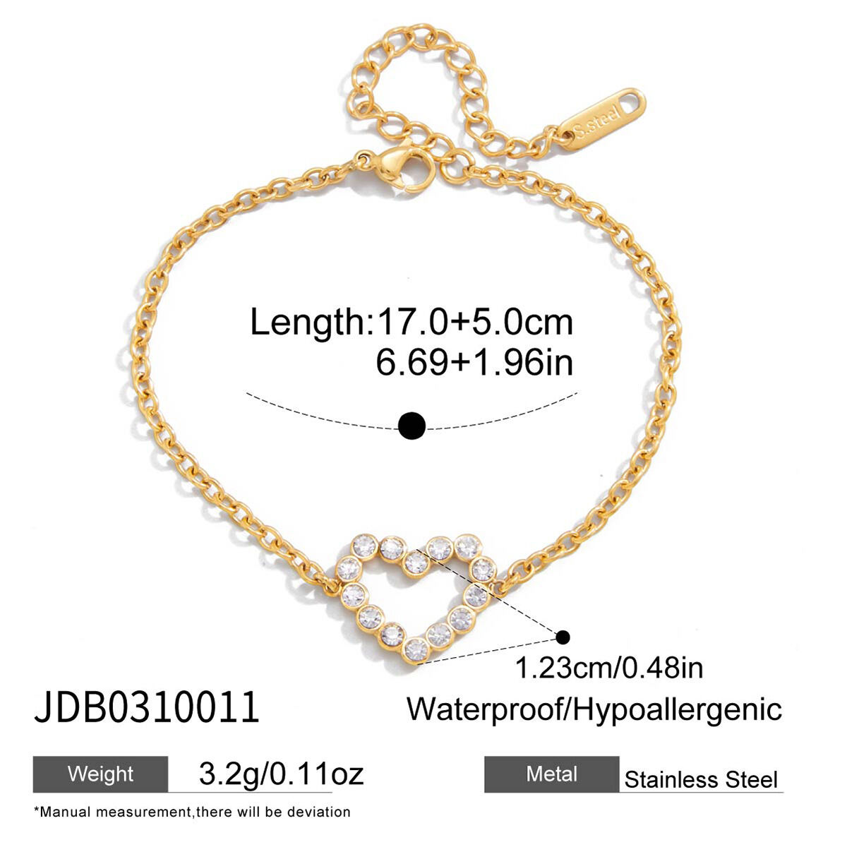Bracelets à breloques sophistiqués pour femmes, en acier inoxydable, imperméables et anti-ternissement, couleur or, ornés de zircon. h5 Image2