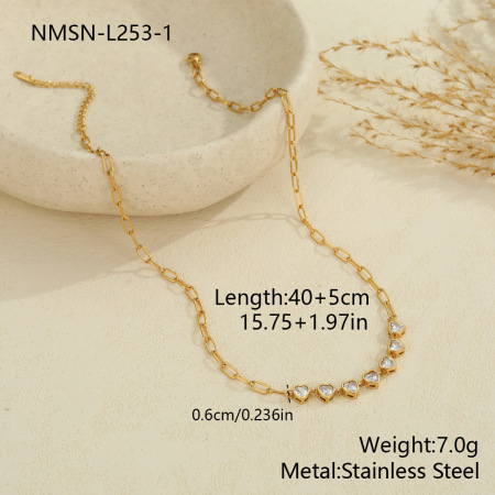 Conjuntos de joyas para mujer de serie romántica, elegante cadena de acero inoxidable, resistente al agua, color dorado