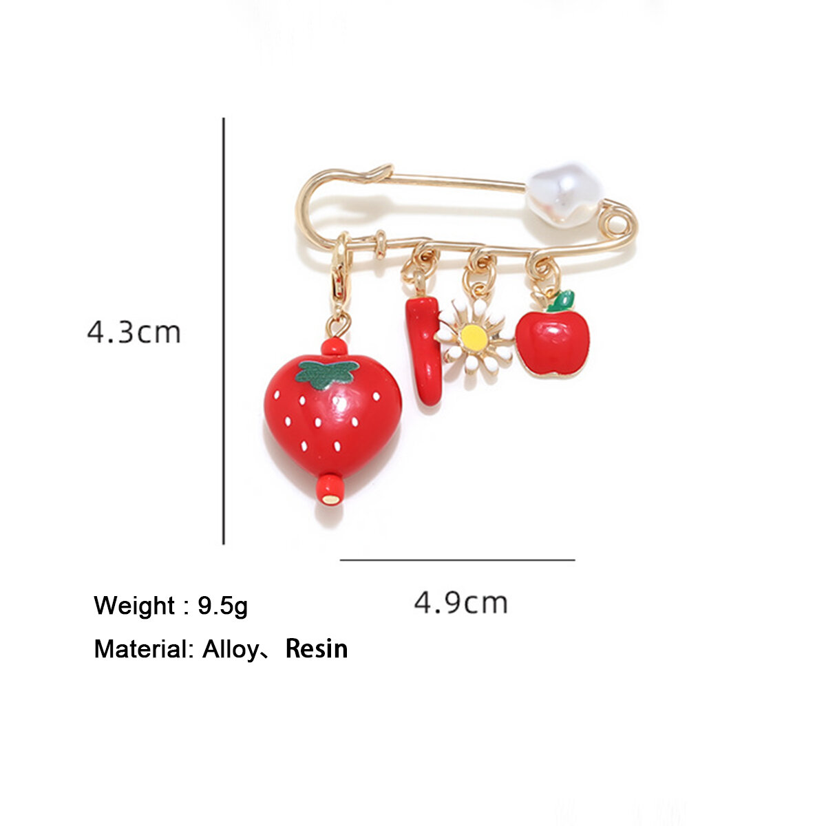 Cute Fruit Strawberry Resin Brooch Picture2