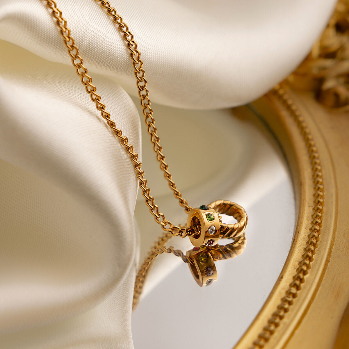 Understated Circle Stainless Steel Waterproof&Anti-tarnish Gold Color Women's Pendant Necklaces 2
