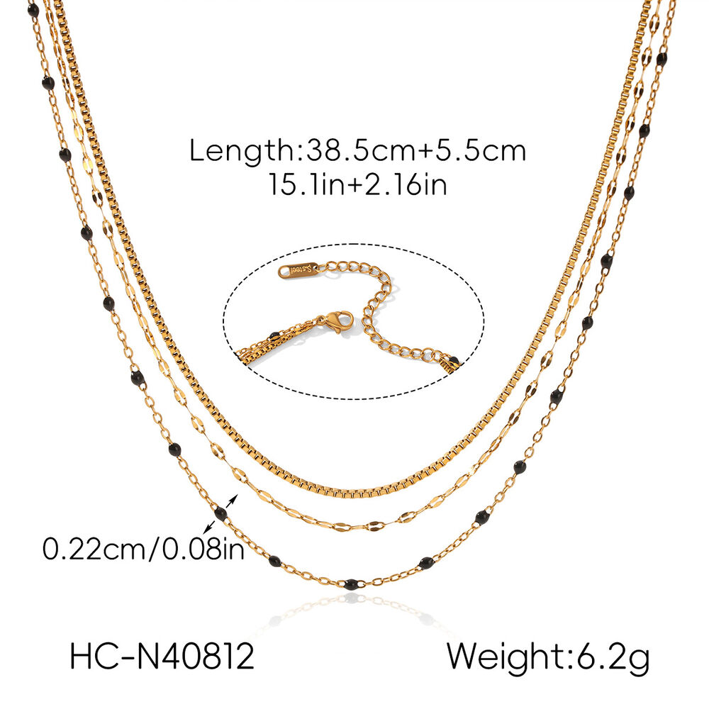 Simple Series Daily Chain Stainless Steel Waterproof Gold Color Women's Layered Necklaces h5Picture2