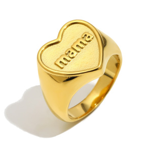 Heart Shape Stainless Steel Waterproof Signet Rings h5 Picture2