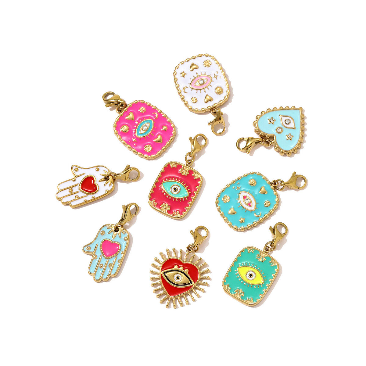 Vivid Devil's Eye DIY Titanium Steel Lobster Clip Gold Color Women's Pendants h5Picture5