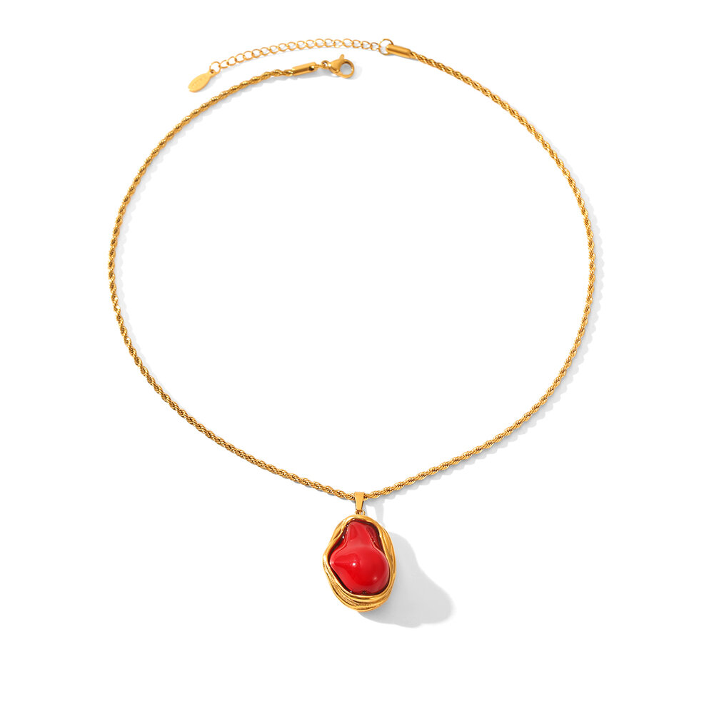 Droplet Shape Stainless Steel Waterproof Gold Color Pearl Necklace Set