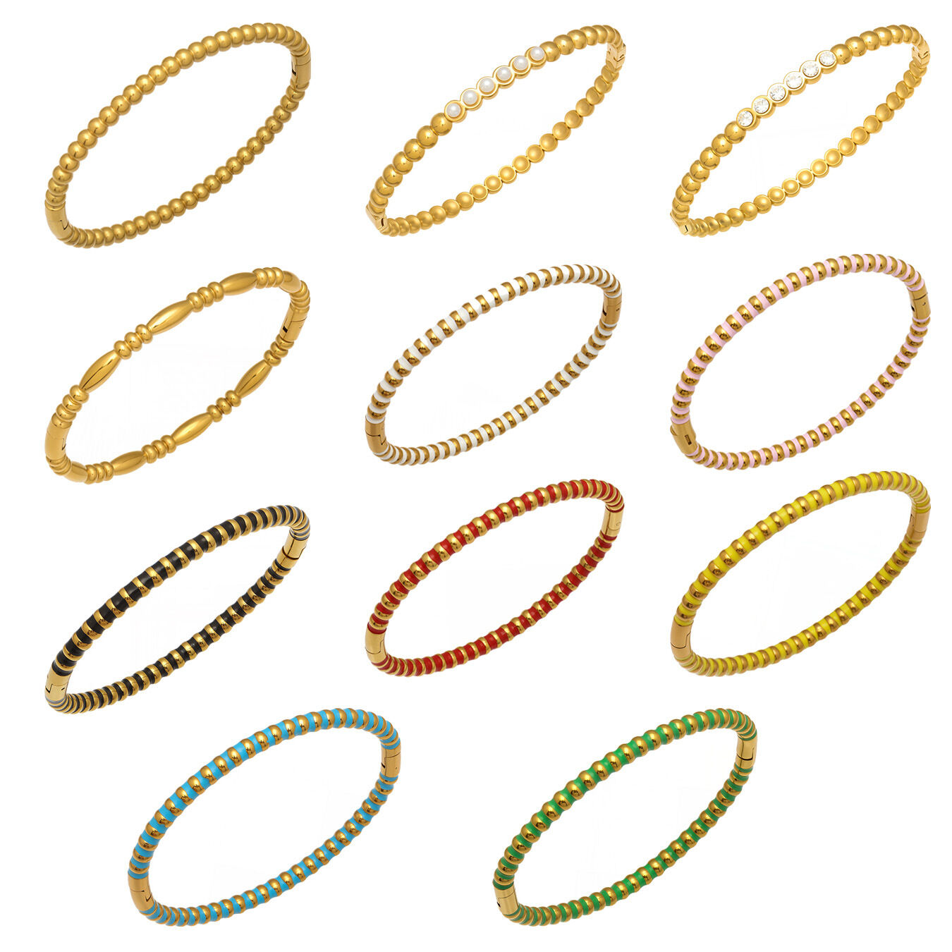 Charming Colorful Stainless Steel Waterproof&Anti-tarnish Gold Color Women's Bangles h5 Picture5