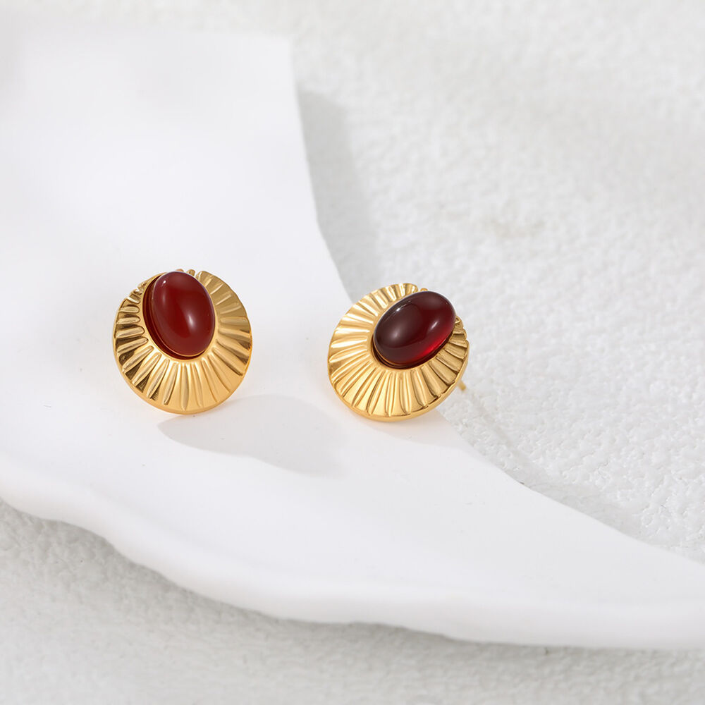 Luxuriöse Retro-Ohrstecker aus 18-karätigem Gold, Teufelsaugen-Kreis, wasserdicht, für Damen h5Bild3