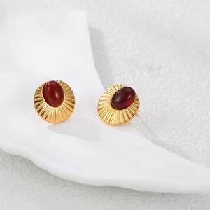 Luxuriöse Retro-Ohrstecker aus 18-karätigem Gold, Teufelsaugen-Kreis, wasserdicht, für Damen h5 Bild3