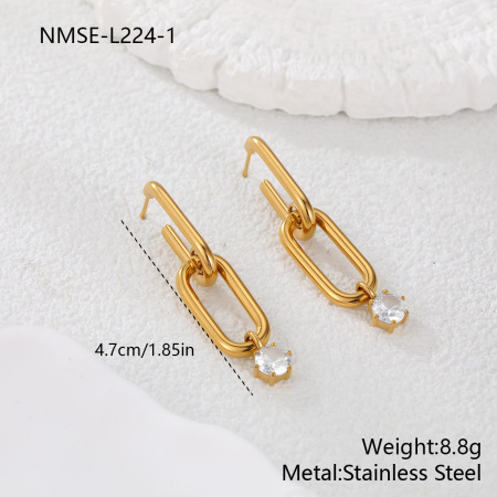 Pendientes de botón de acero inoxidable de oro de 18 quilates resistentes al agua con forma irregular y elegantes de serie lujosa para mujer