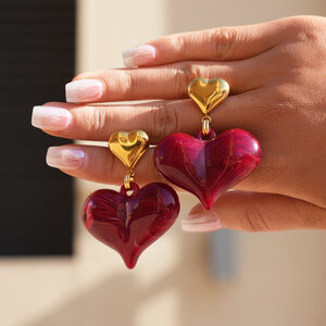 Simple Series Daily Heart Stainless Steel Waterproof Gold Color Women's Stud Earrings h5 Picture3