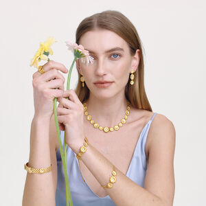 Romantic Daisy Series Stainless Steel Waterproof&Anti-tarnish Gold Color Zircon Women's Jewelry Sets h5 Picture4