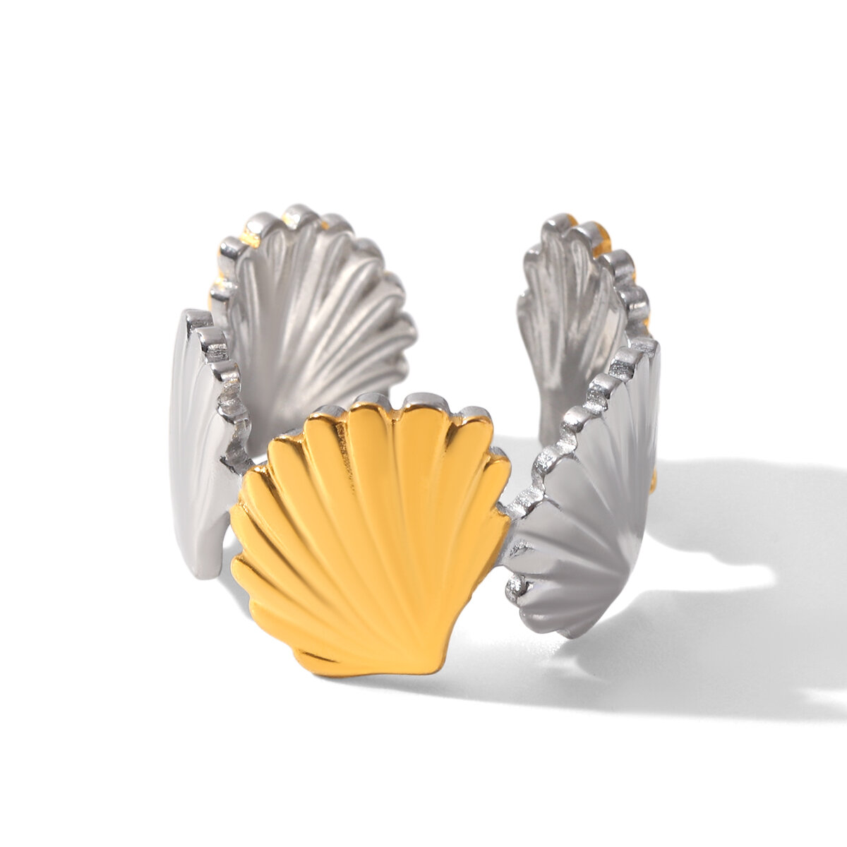 Delicate Mixed Gold Color And Silver Colors Stainless Steel Waterproof&Anti-tarnish Statement Rings h5 