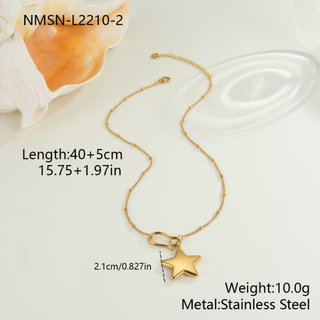 Collar de cadena de acero inoxidable con forma irregular de estrella para mujer, resistente al agua, color dorado, serie simple