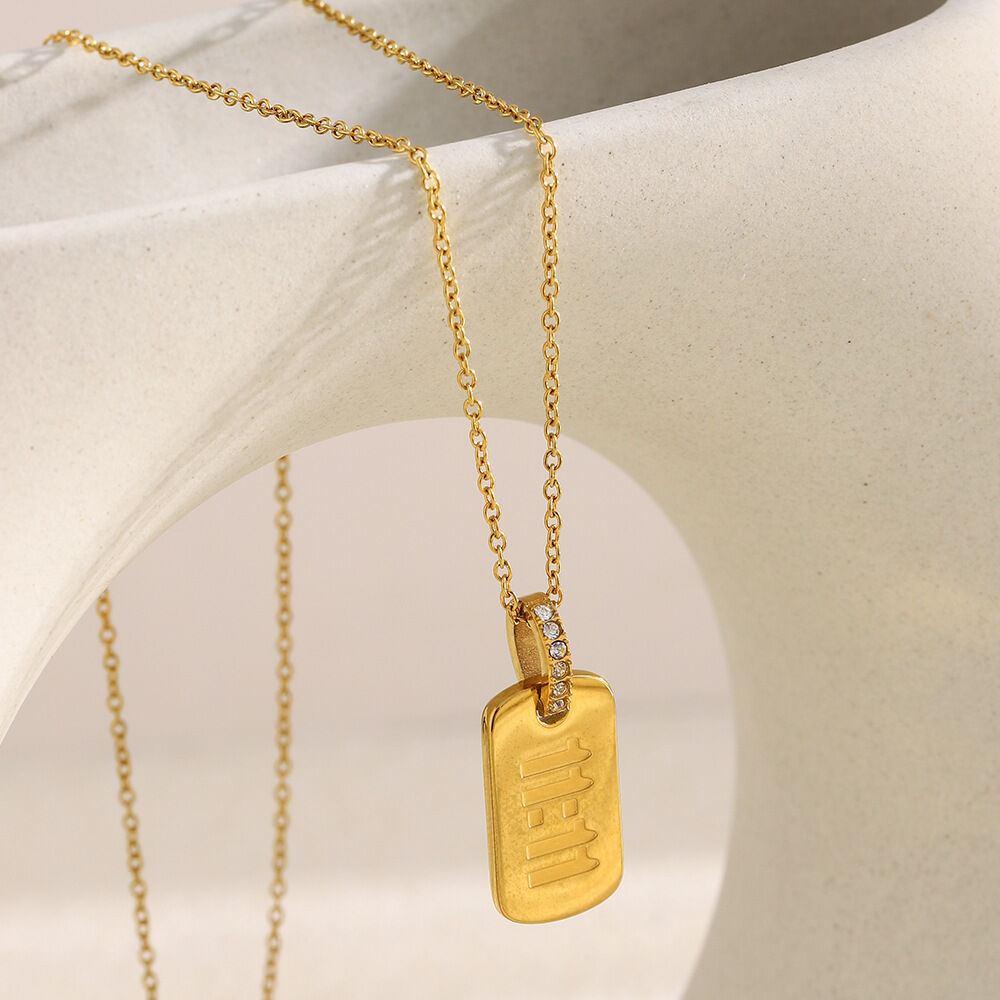 Simple Stainless Steel Waterproof Gold Color  Pendant Necklace 2