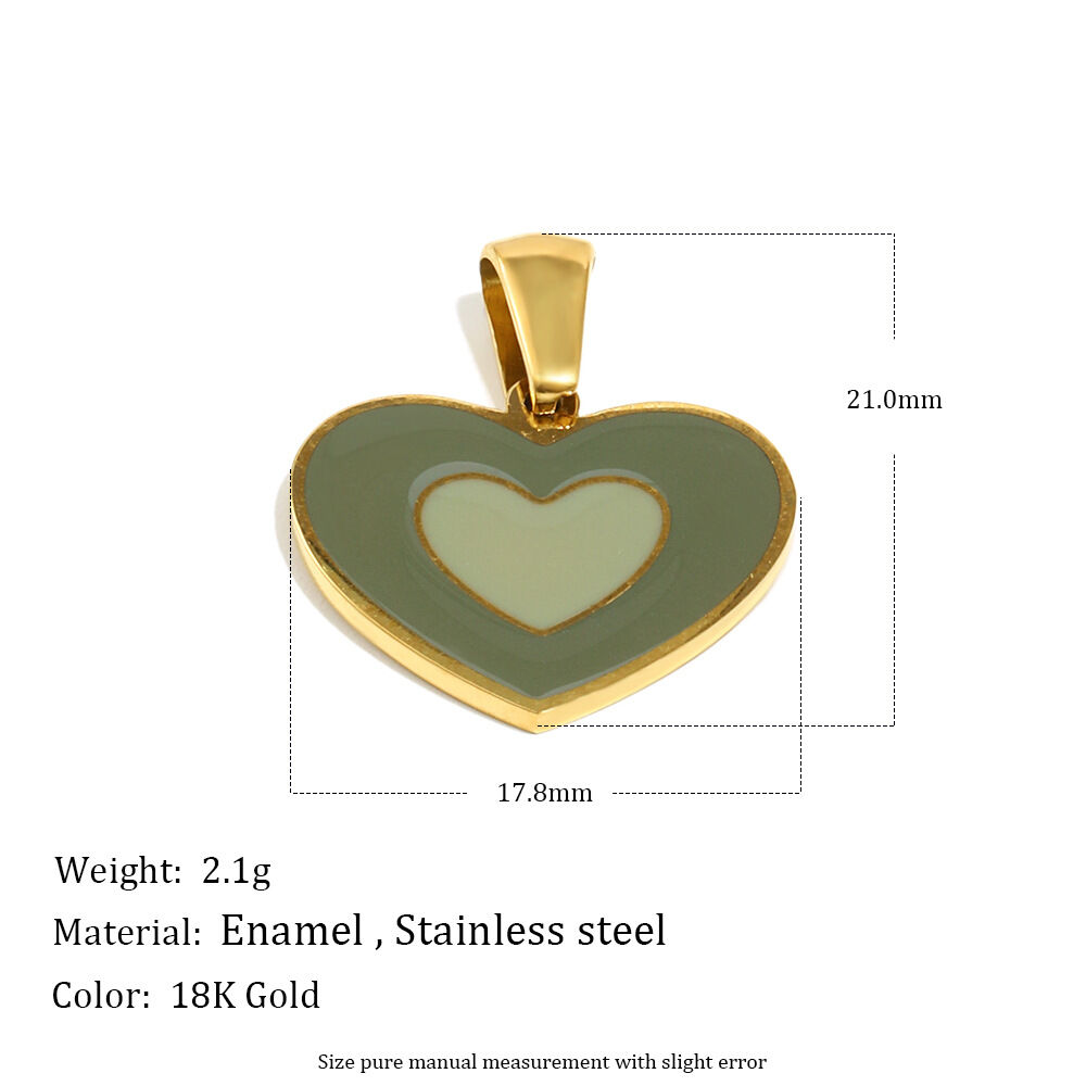 Sweet Enamel Heart Stainless Steel Waterproof DIY Pendant h5 Picture4