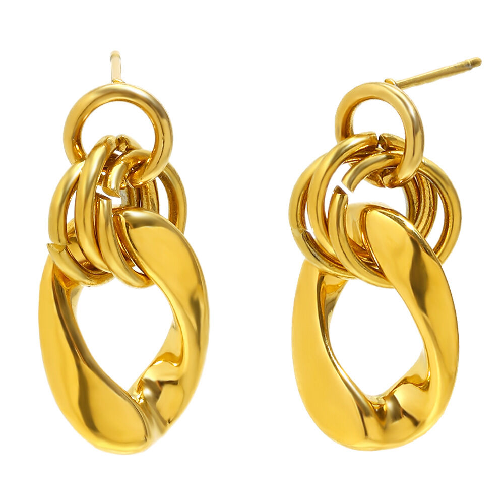 Irregular Shape Stainless Steel Waterproof Gold Color Drop Earrings Picture4