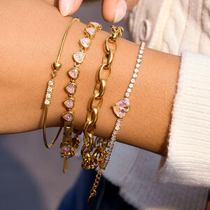 Sophisticated Heart Shape Stainless Steel Waterproof Gold Color Zircon Women's Charm Bracelets h5 Picture3