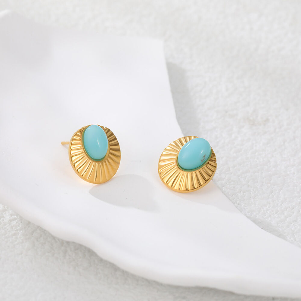 Luxuriöse Retro-Ohrstecker aus 18-karätigem Gold, Teufelsaugen-Kreis, wasserdicht, für Damen h5Bild4