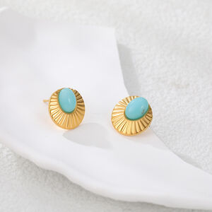 Luxuriöse Retro-Ohrstecker aus 18-karätigem Gold, Teufelsaugen-Kreis, wasserdicht, für Damen h5 Bild4