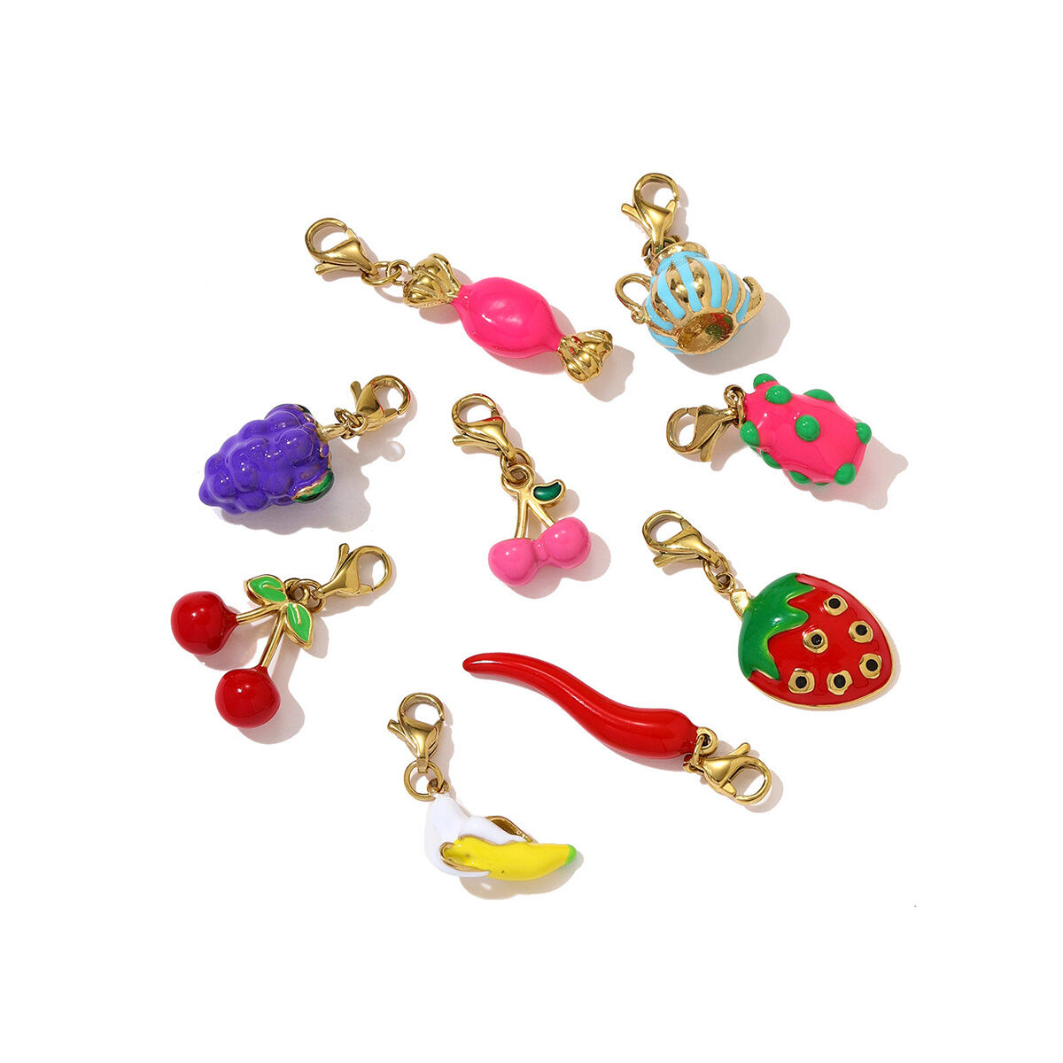 DIY Vivid Fruit Titanium Steel Lobster Clip Gold Color Women's Pendants h5Picture4