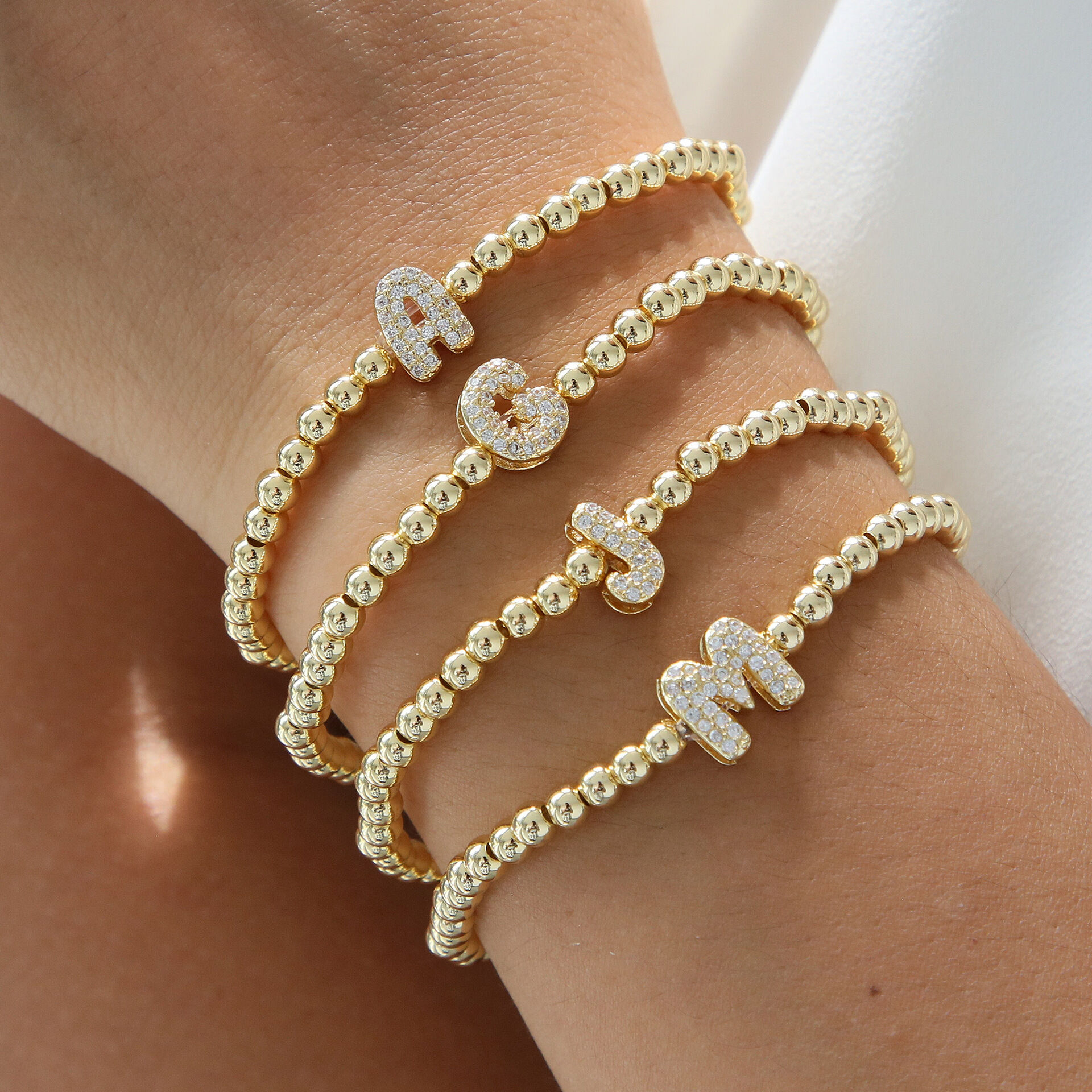 Sleek Letter Beads Copper Women's Charm Bracelets