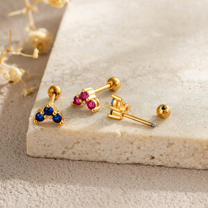 Chic Heart Copper Gold Color Zircon Women's Piercing Earrings h5 Picture3