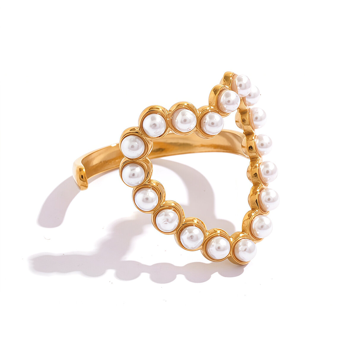 Simple Series Daily Heart Stainless Steel Waterproof   Gold Color  Statement Rings 