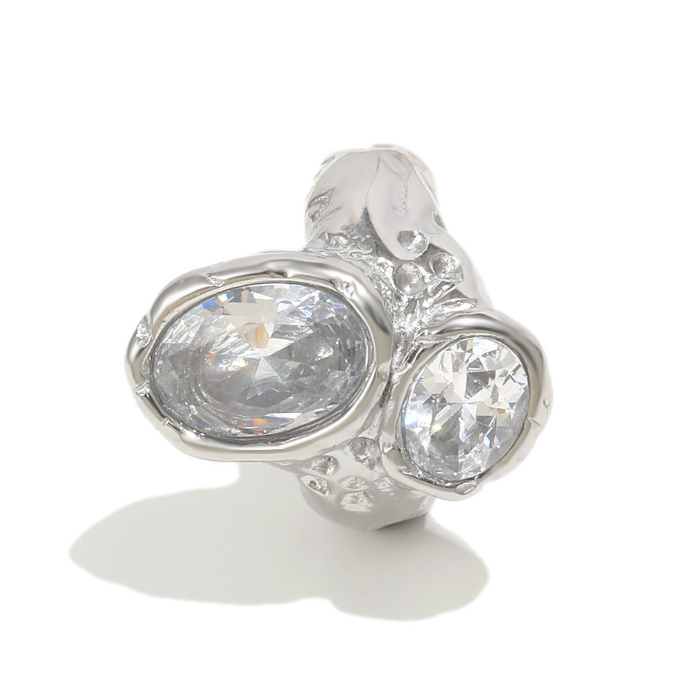 Large And Small Zircon Double-Ended Ring - Steel Color/Number 6 Picture4