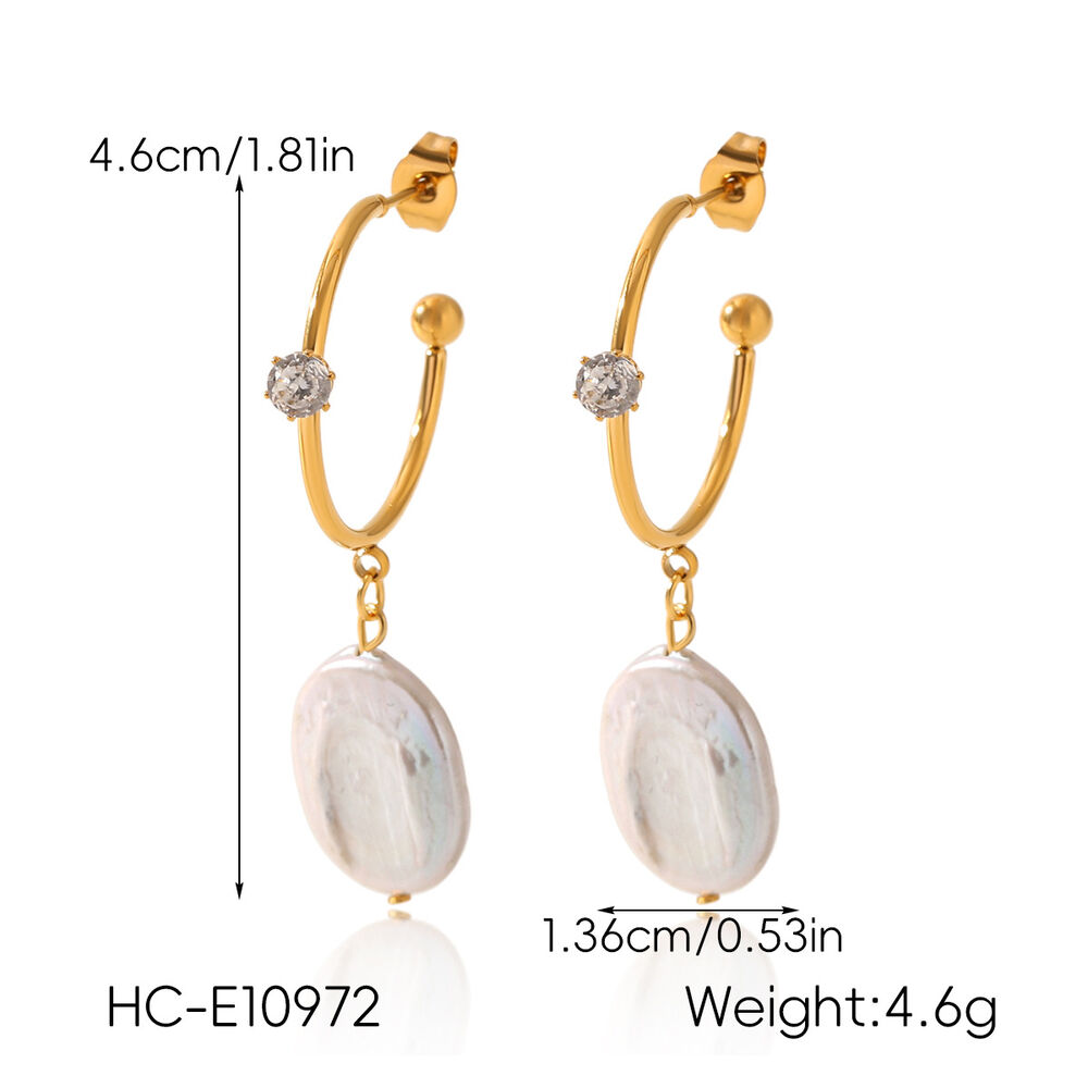 Heart Star Stainless Steel Waterproof Gold Color Pearl Drop Earrings