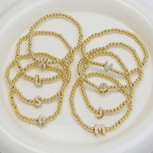 Elegante Damen-Charm-Armbänder aus Kupfer mit Buchstabenperlen h5 Bild3