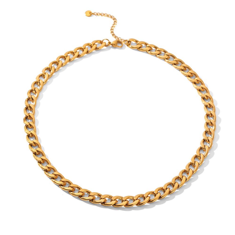 Simple Chain Stainless Steel Waterproof Gold Color Chain Necklace
