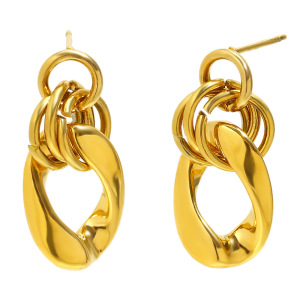 Irregular Shape Stainless Steel Waterproof Gold Color Drop Earrings h5 Picture2