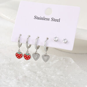 Simple Series Sweet Irregular Shape Heart Circle Stainless Steel Waterproof Gold Color Women's Stud Earrings h5 Picture4