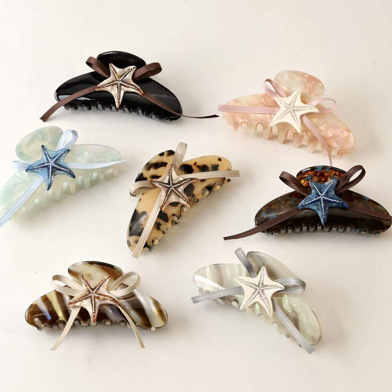 Pinzas para el cabello de acetato con diseño retro de estrella, de la serie Simple, para mujer. 2