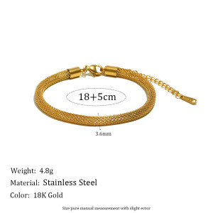 Simple Stainless Steel Waterproof Gold Color Chain Bracelet h5 Picture2