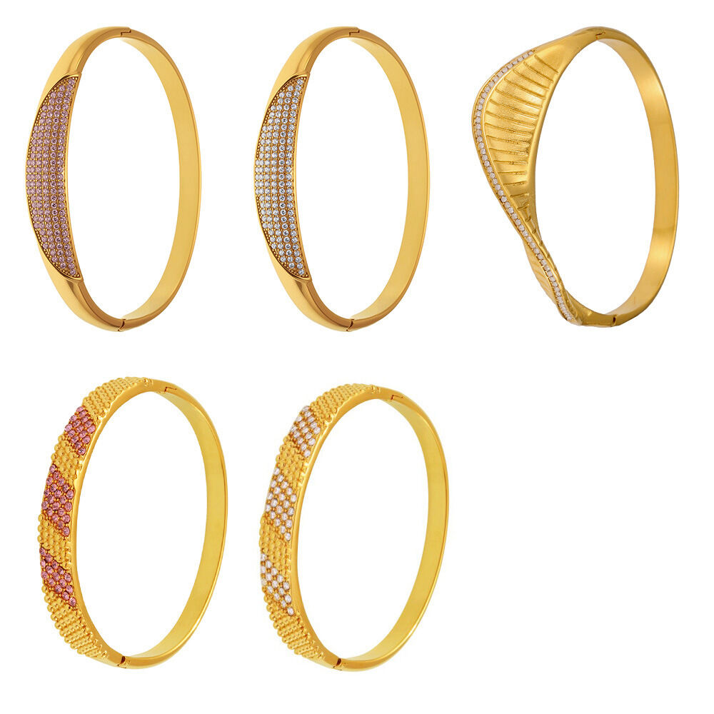 Brilliant Solid Color Stainless Steel Gold Color Waterproof&Anti-tarnish Women's Bangles Picture5