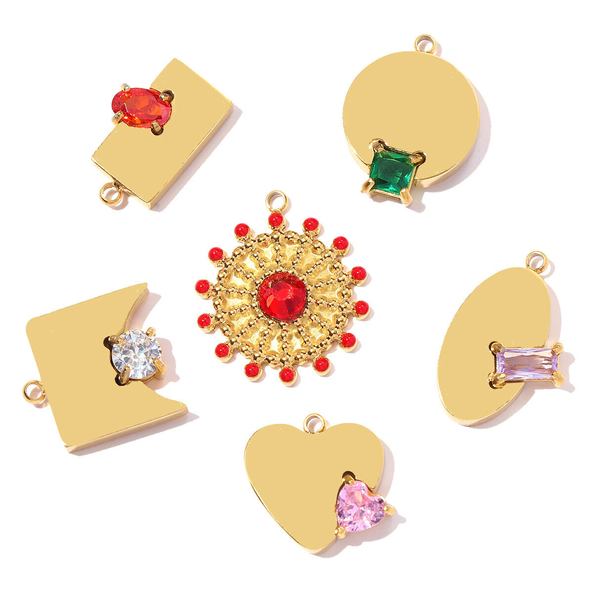 Geometric Figure Shape Zircon Titanium Steel Gold Color Women's Pendants Picture3