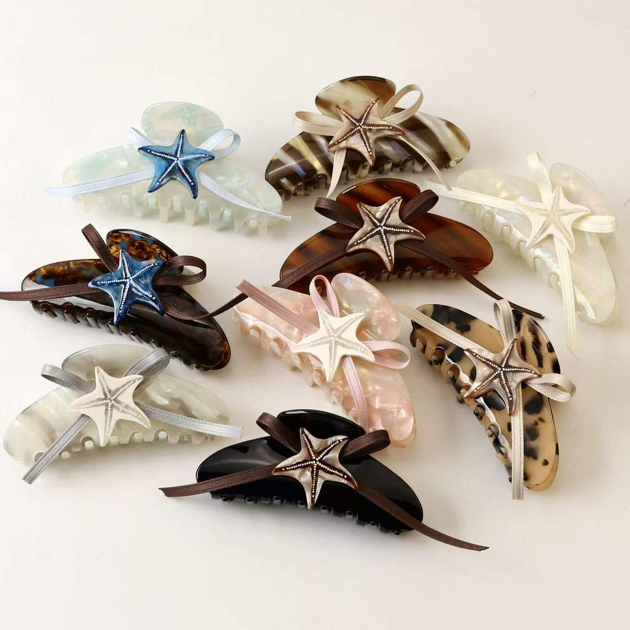 Pinzas para el cabello de acetato con diseño retro de estrella, de la serie Simple, para mujer.