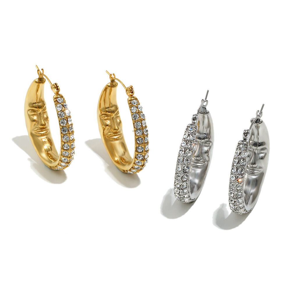 Ohrringe aus Edelstahl mit Zirkonia-Motiv, wasserdicht, goldfarben h5Bild4
