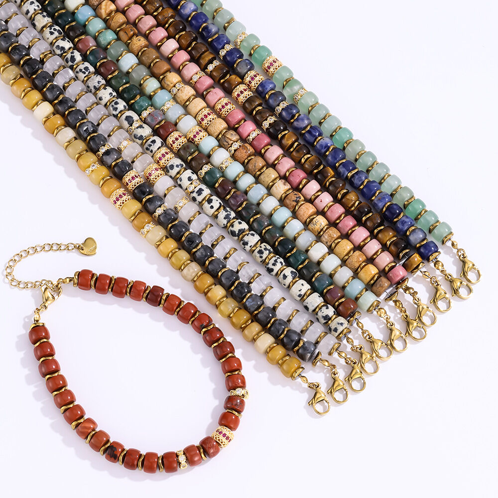Classic Series Natural Stones Beads Gold Color Women's Beaded Bracelets