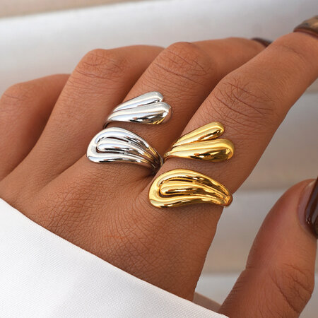 Minimalism Daily Irregular Shape Stainless Steel Waterproof Gold Color Women’s Statement Rings