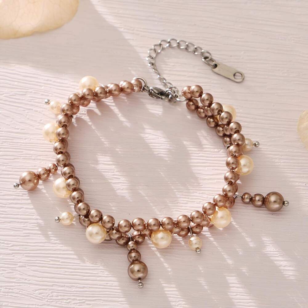 Lustrous Beads Stainless Steel Pearl Waterproof&Anti-tarnish Women's Beaded Necklaces Picture5