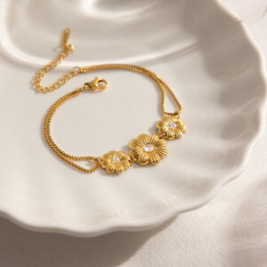 Romantic Daisy Series Stainless Steel Waterproof&Anti-tarnish Gold Color Zircon Women's Jewelry Sets h5 Picture7
