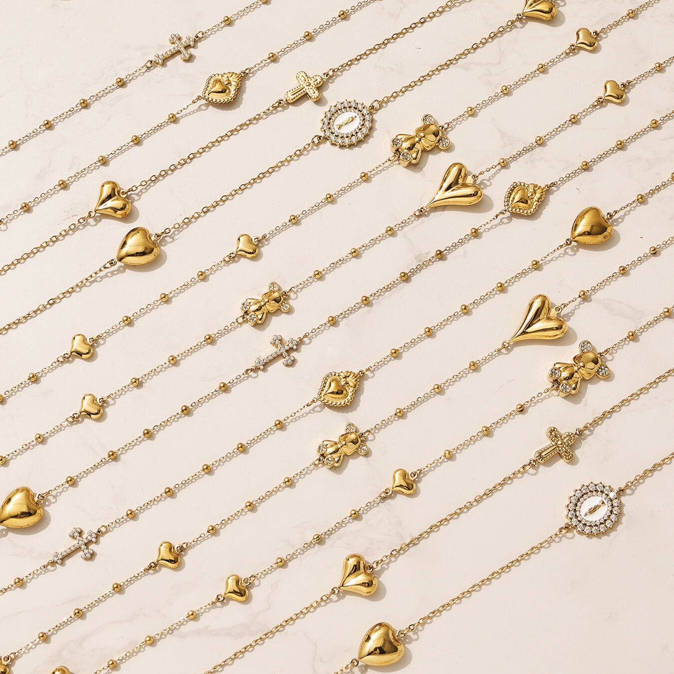 Exquisite Bear Chain Stainless Steel Waterproof&Anti-tarnish Gold Color Women's Long Necklaces 2