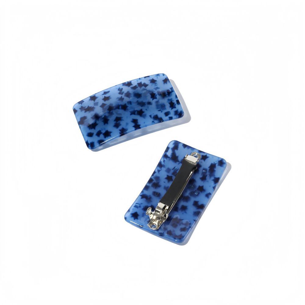 Minimalistische rechteckige Haarspangen aus Acetat mit Polka-Dots h5Bild2