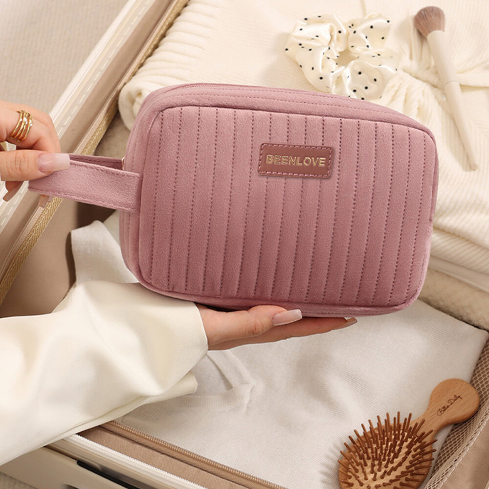 Solid Color Velvet Makeup Bag Picture3